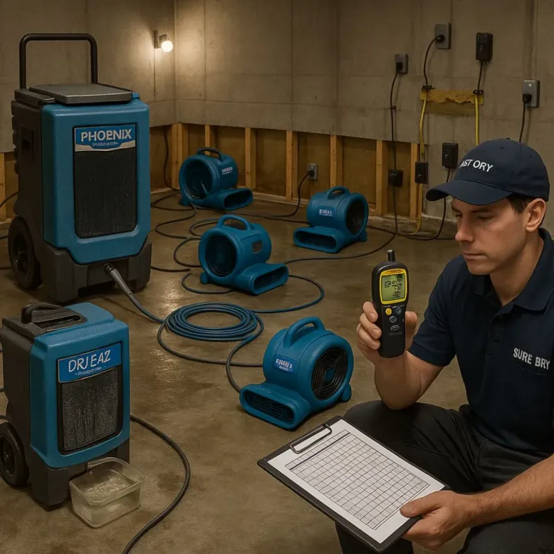 Structural Drying and Dehumidification process in Townsend, MA